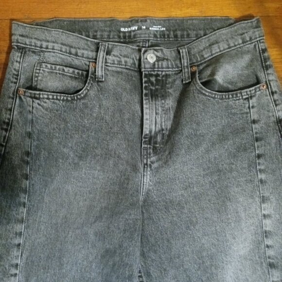 OLD NAVY high rise barrel leg jeans in graphite (sz14) - Picture 5 of 12